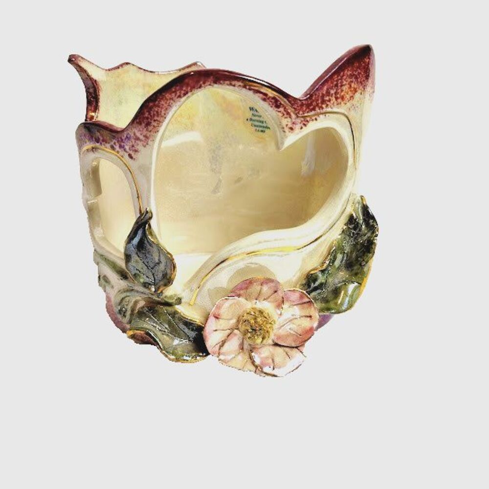 Blue Sky  Heather Goldminc Oval Candle Jar Holder Pink Rose